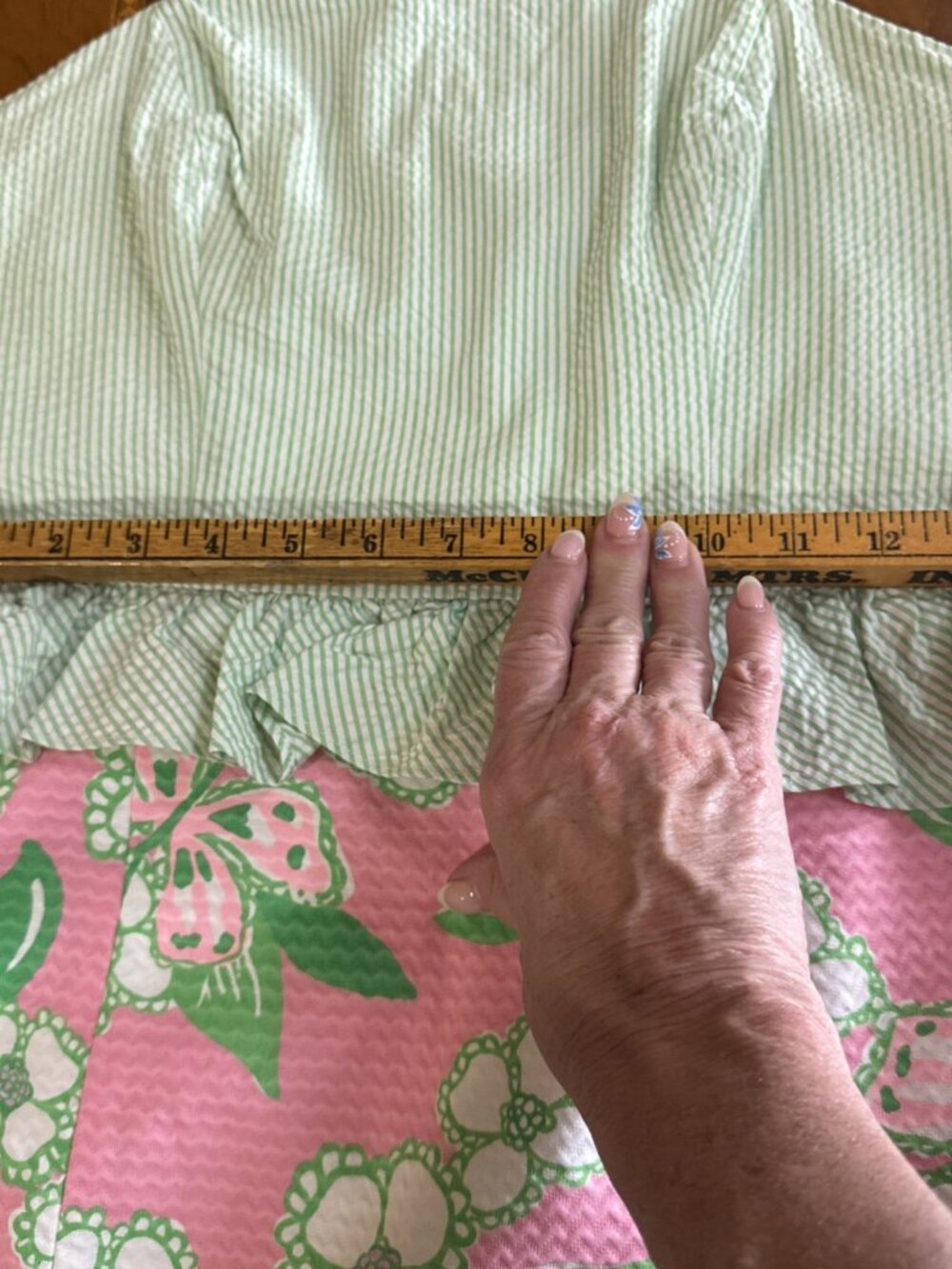 Lilly Pulitzer Striped & Floral Strapless Dress - 4 Pinks And Greens Lined Vaca - Picture 7 of 14